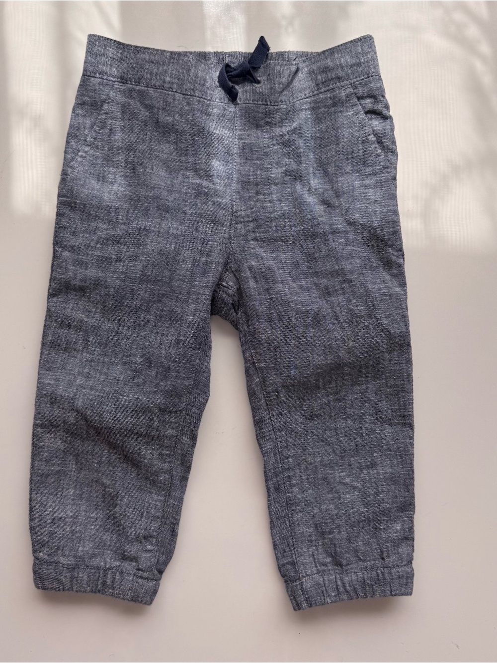 Janie & Jack Chambray Blue Linen blend Pant Jogger 12-18m